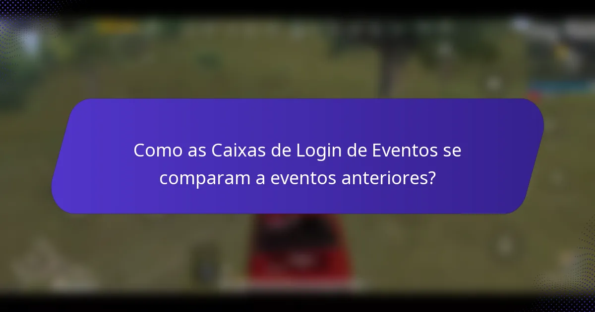 Como as Caixas de Login de Eventos se comparam a eventos anteriores?