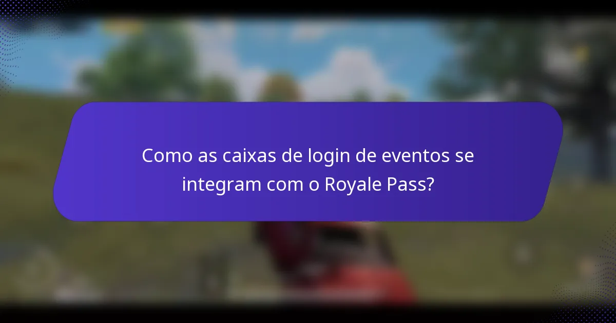 Como as caixas de login de eventos se integram com o Royale Pass?