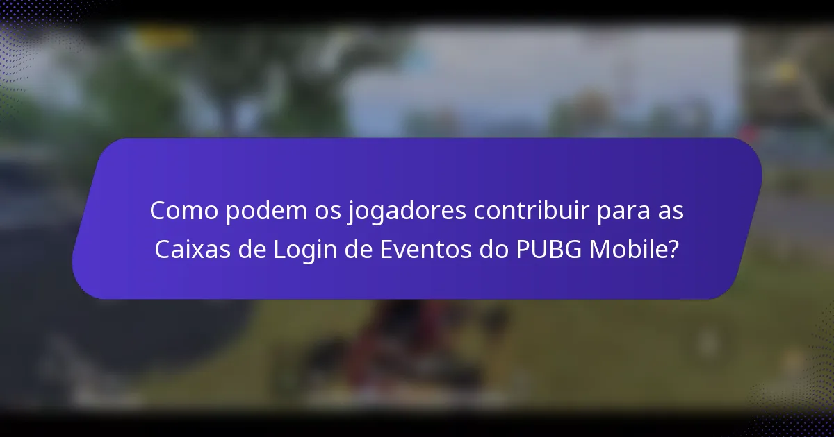 Como podem os jogadores contribuir para as Caixas de Login de Eventos do PUBG Mobile?
