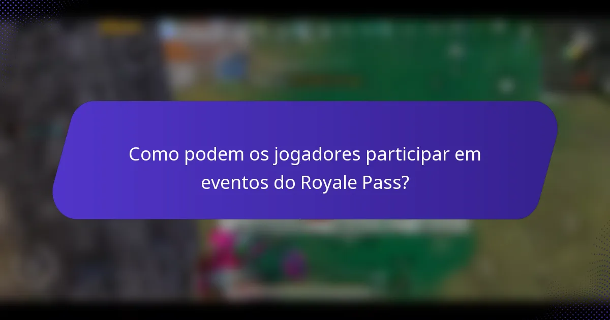 Como podem os jogadores participar em eventos do Royale Pass?