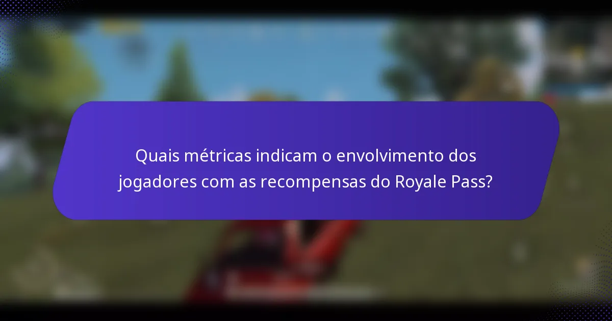 Quais métricas indicam o envolvimento dos jogadores com as recompensas do Royale Pass?