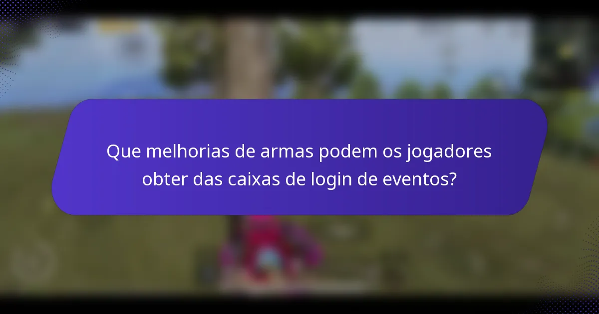 Que melhorias de armas podem os jogadores obter das caixas de login de eventos?